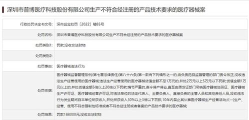 普博医疗生产 不合格 医疗器械 被罚18万余元